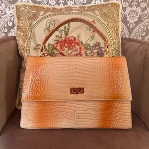 Ombré  orange croc embossed bag